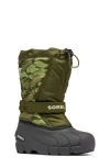 Sorel Kids' Flurry Water Resistant Snow Boot In Utility Green/savory
