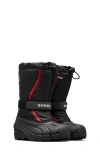 Sorel Kids' Flurry Waterproof Snow Boot In Black/bright Red