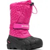 Sorel Kids' Flurry Waterproof Snow Boot In Fuchsia Fizz/black