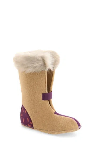 Sorel Kids' Joan Of Arctic Faux Fur Trim Boot Liner In Brown