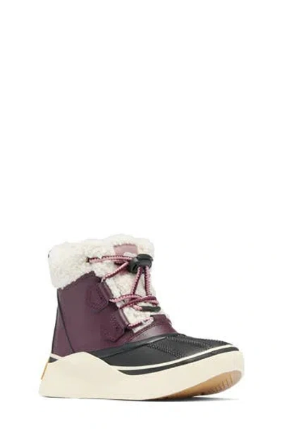 Sorel Kids' Out N About Iv Chillz Waterproof Duck Boot In Epic Plum/ Black