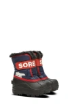 Sorel Blk/red Kids' Snow Commander Logo-strap Ankle Boot In Nocturnal/sail Red