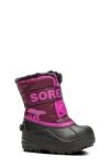 Sorel Kids' Snow Commander Insulated Waterproof Boot In Purple Dahlia/groovy Pink