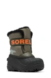 Sorel Kids' Snow Commander Insulated Waterproof Boot In Stone Green/alpine Tundra