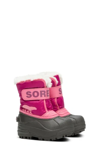 Sorel Kids' Snow Commander Insulated Waterproof Boot In Tropic Pink/deep Blush