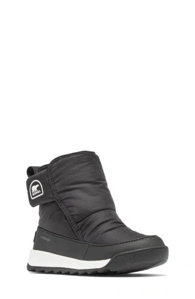 Sorel Kids' Whitney Ii Faux Fur Lined Waterproof Snow Boot In Black/sea Salt