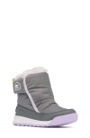 Sorel Kids' Whitney Ii Faux Fur Lined Waterproof Snow Boot In Quarry/lavender Cloud