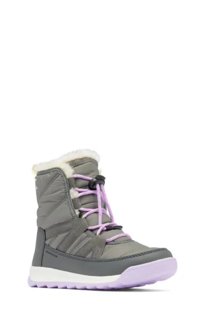 Sorel Kids' Whitney Ii Plus Waterproof Snow Boot In Quarry/lavender Cloud