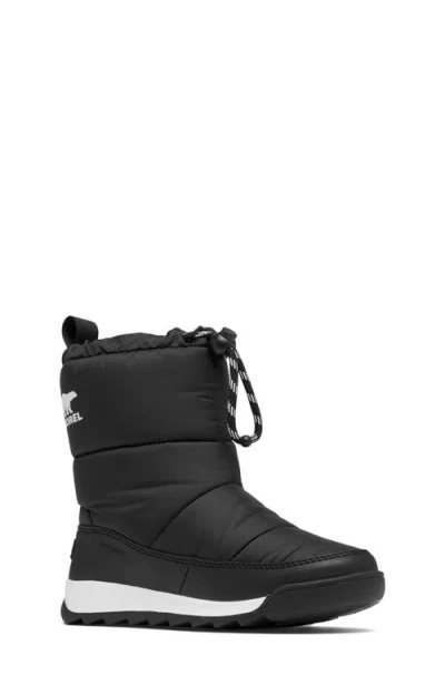 Sorel Kids' Whitney Ii Waterproof Snow Boot In Black/sea Salt