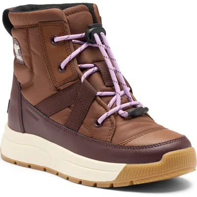 Sorel Kids' Whitney Iii Insulated Waterproof Snow Boot In Dark Auburn/red Lodge