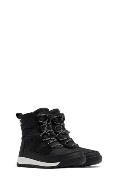 Sorel Kids' Whitney Waterproof Lace Up Boot In Black