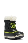 Sorel Kids' Yoot Pac Waterproof Snow Boot In Black/chartreuse