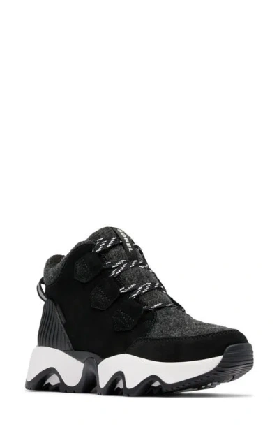 Sorel Kinetic Impact Caribou Plus Waterproof Sneaker Bootie In Black/sea Salt