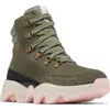 Sorel Kinetic Impact Suede Lace-up Boots In Stone Green/chalk