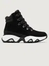 Sorel Kinetic Impact Conquest Waterproof Sneaker Bootie In Black,sea Salt