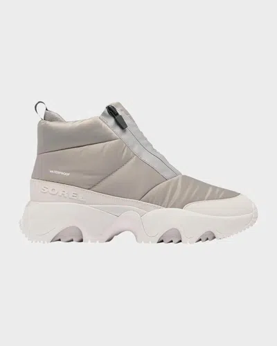 Sorel Kinetic Impact Puffy Zip Boots In Chrome Grey/moonsto