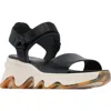 Sorel Women's Kinetic Impact Ankle-strap Sport Platform Sandals In Black,chalk