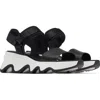 Sorel Women's Kinetic Impact Y Strap Platform Sandals In Black/sea Salt