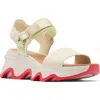 Sorel Women's Kinetic Impact Ankle-strap Sport Platform Sandals In Honey White/luminous Lime