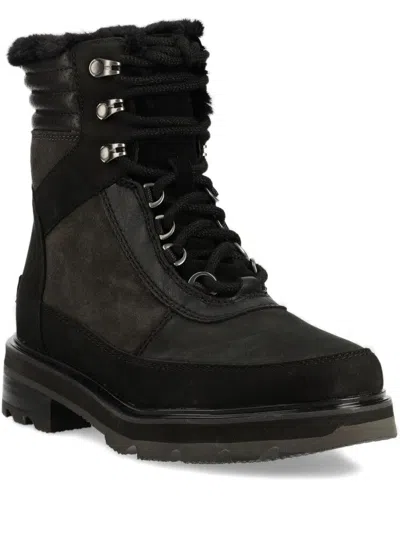 Sorel Lace-up Trimmed Boots In Black