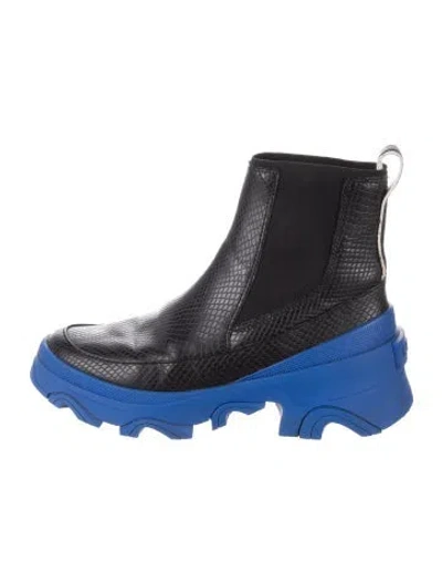 Pre-owned Sorel Leather Animal Print Chelsea Boots In Blue