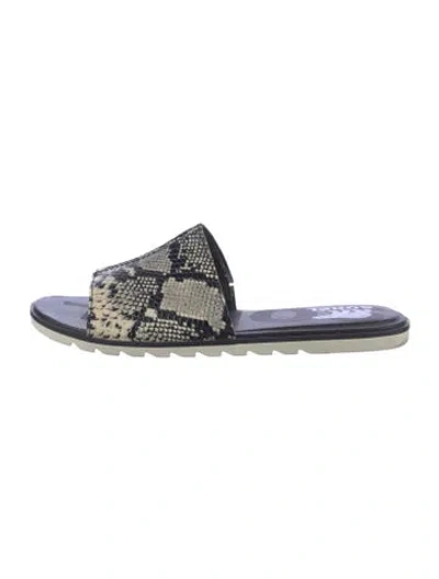Pre-owned Sorel Leather Animal Print Slides In Multicolor