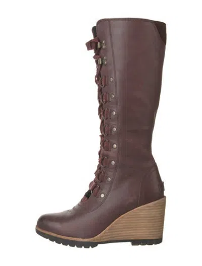 Pre-owned Sorel Leather Boots In Burgundy