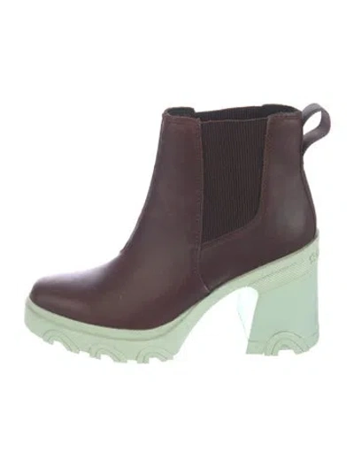 Pre-owned Sorel Leather Chelsea Boots In Brown/green