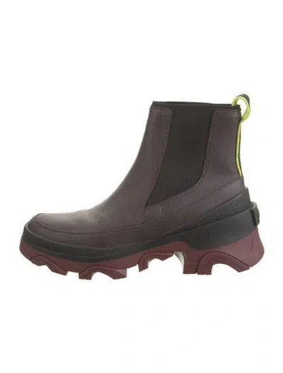 Pre-owned Sorel Leather Chelsea Boots In Burgundy