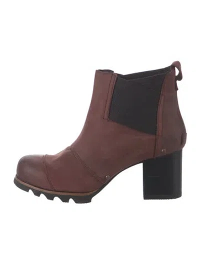 Pre-owned Sorel Leather Chelsea Boots In Burgundy