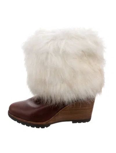 Pre-owned Sorel Leather Colorblock Pattern Boots In Brown