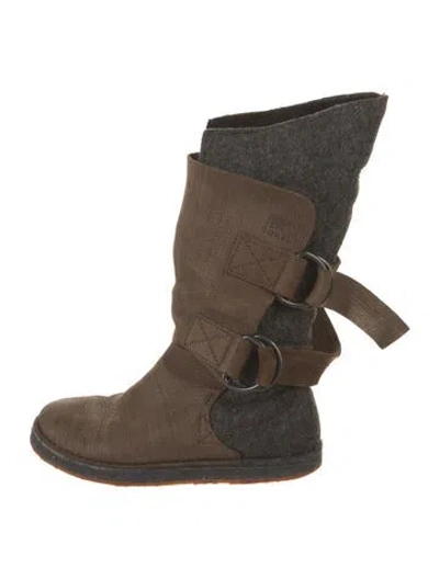 Pre-owned Sorel Leather Colorblock Pattern Boots In Gray