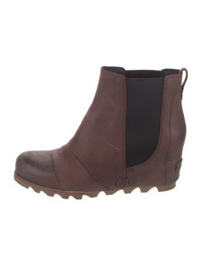 Pre-owned Sorel Leather Colorblock Pattern Chelsea Boots In Brown