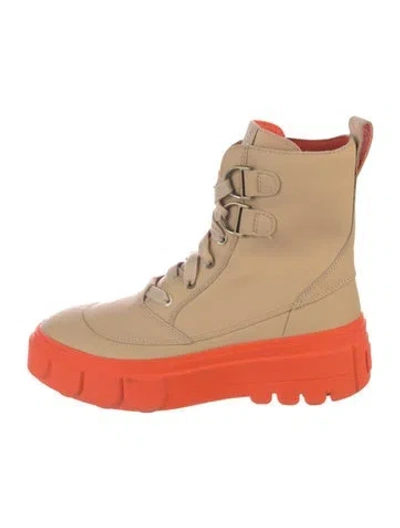 Pre-owned Sorel Leather Colorblock Pattern Combat Boots In Brown