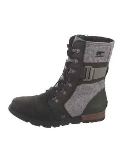Pre-owned Sorel Leather Colorblock Pattern Combat Boots In Multi
