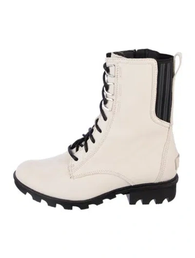 Pre-owned Sorel Leather Colorblock Pattern Combat Boots In Neutral