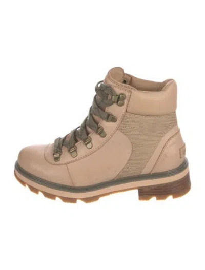 Pre-owned Sorel Leather Colorblock Pattern Hiking Boots In Neutral