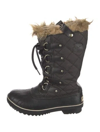 Pre-owned Sorel Leather Colorblock Pattern Lace-up Boots In Black