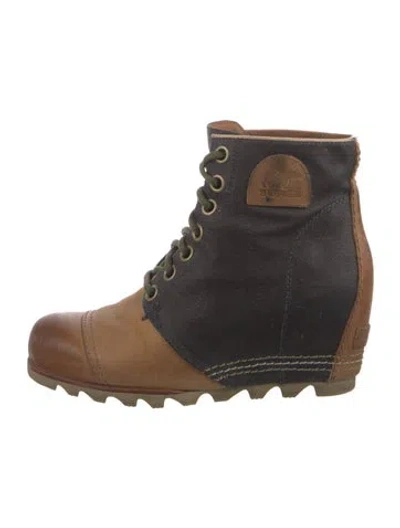 Pre-owned Sorel Leather Colorblock Pattern Lace-up Boots In Blue