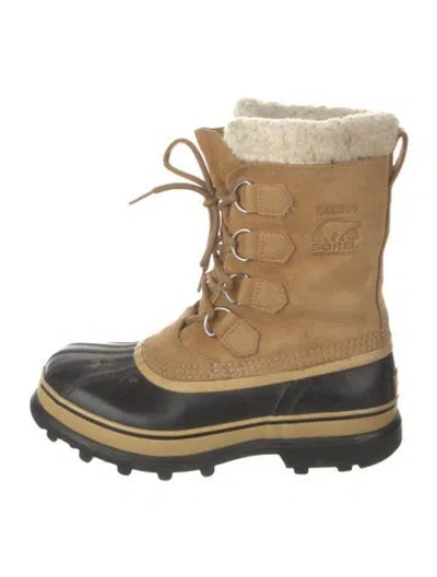 Pre-owned Sorel Leather Colorblock Pattern Lace-up Boots In Brown