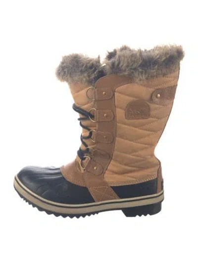 Pre-owned Sorel Leather Colorblock Pattern Lace-up Boots In Brown