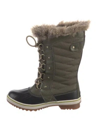 Pre-owned Sorel Leather Colorblock Pattern Lace-up Boots In Green