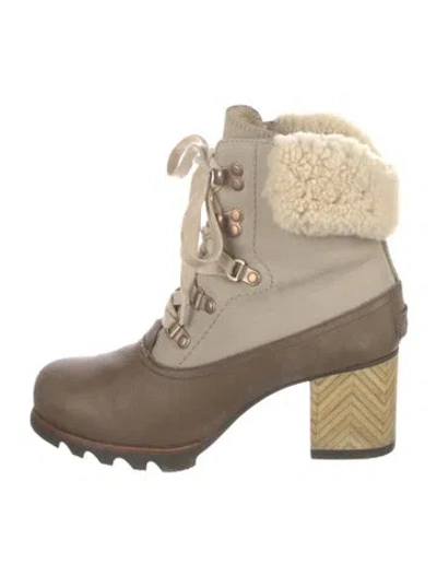 Pre-owned Sorel Leather Colorblock Pattern Lace-up Boots In Multi