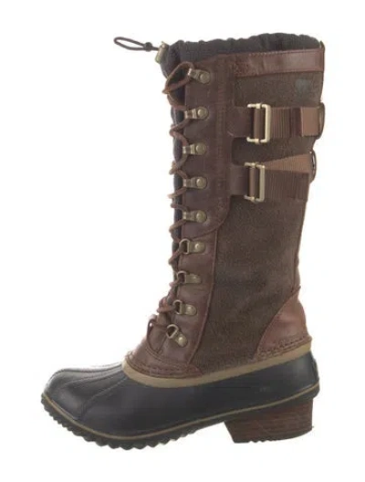 Pre-owned Sorel Leather Colorblock Pattern Lace-up Boots In Multi