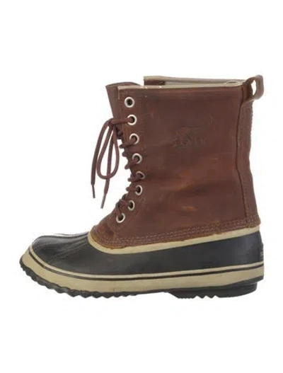 Pre-owned Sorel Leather Colorblock Pattern Lace-up Boots In Multi