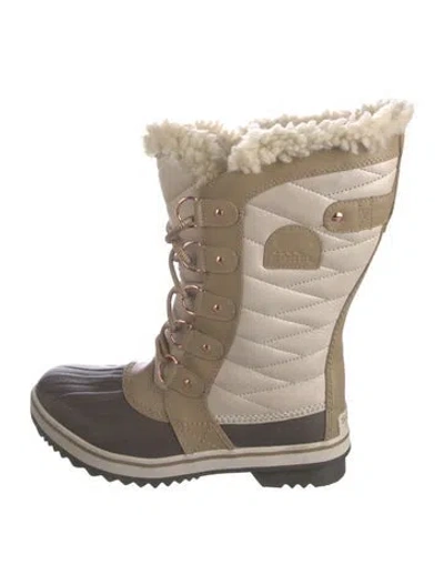Pre-owned Sorel Leather Colorblock Pattern Lace-up Boots In Neutral