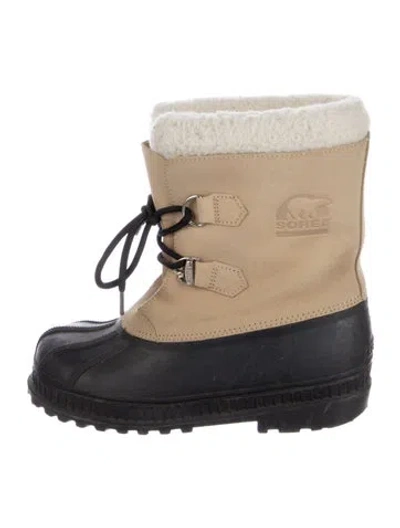 Pre-owned Sorel Leather Colorblock Pattern Lace-up Boots In Neutral