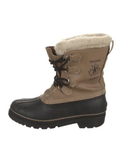 Pre-owned Sorel Leather Colorblock Pattern Lace-up Boots In Neutral