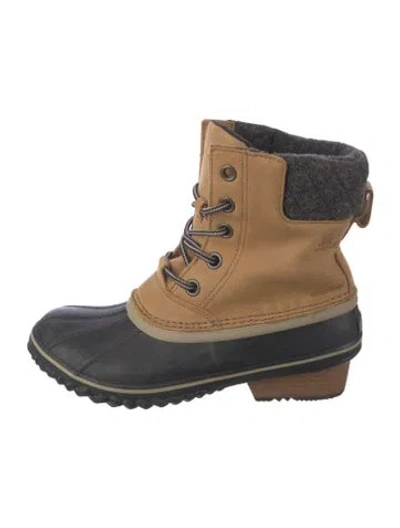 Pre-owned Sorel Leather Colorblock Pattern Lace-up Boots In Neutral