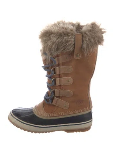 Pre-owned Sorel Leather Colorblock Pattern Lace-up Boots In Neutral